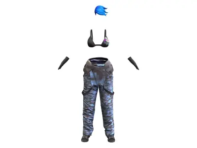 Punk Girl Outfit Low-poly 3D model