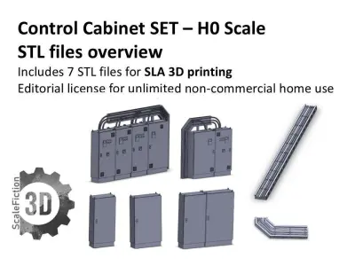 H0 Scale - Control Cabinet and Cable Tray 3D print model