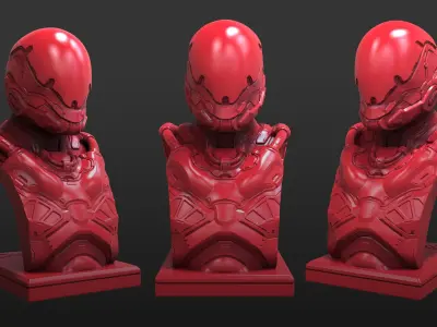 Futuristic soldier bust  3D print model