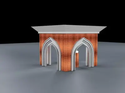 Red Brick Dome House 3D model