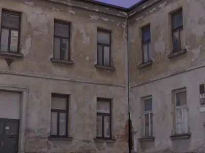 Derelict wall-3 Low-poly 3D model