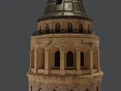 Stylized Galata Towers Low-poly 3D model