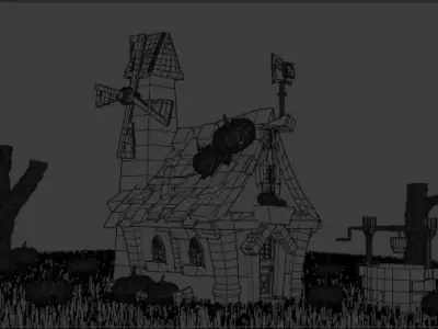 Halloween house Low-poly 3D model