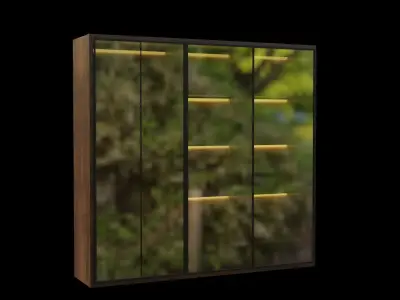 wardrobe glass door with lights Low-poly 3D model