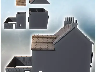 House with a ground-floor shop double bay windows on the upper f 3D print model