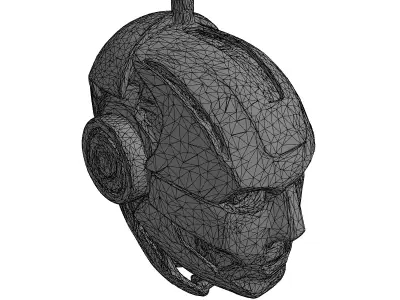 Futuristic SciFi Robot Head Model Low-poly 3D model