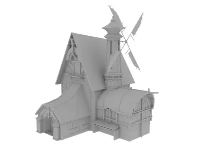 Nordic medieval house Low-poly 3D model