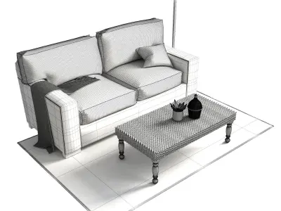 PB Comfort Square Arm Upholstered Sofa 3D model