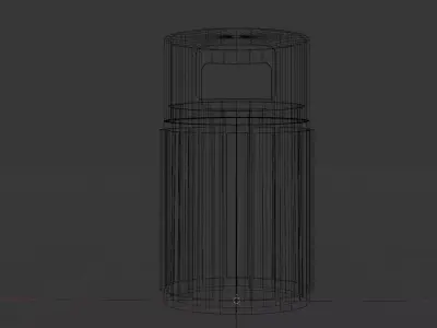 Modern Park Trash Can - Wood and Metal Design Low-poly 3D model