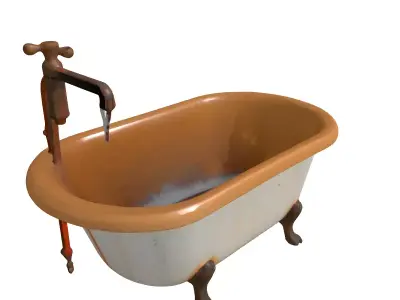 Rusty Vintage Clawfoot Bathtub Faucet Low-poly 3D model