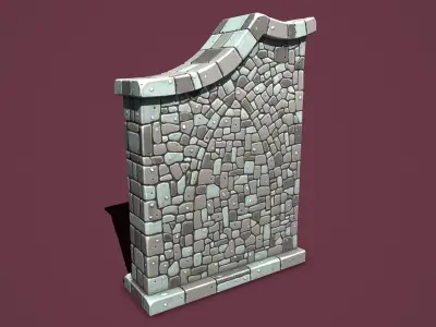 Fantasy wall 1 simple version Low-poly 3D model