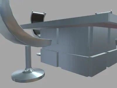 Low Poly Scifi Table Chairs 01 Low-poly 3D model