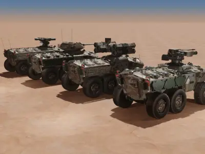 Sci-fi APC collection desert camouflage 3D model
