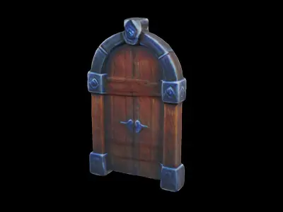 Stylized medieval door Low-poly 3D model