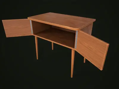Old simple TV stand Free low-poly 3D model