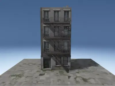 European street Red Brick Corner Shop 3D model