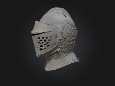 Crusader Helm  Holy Resolve Encased in Steel Low-poly 3D model