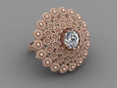 Indian Rose Gold Women Diamond Ring 3D print model 3D print model get