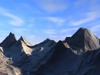 Mountains mountain range with clouds in sky 3D model