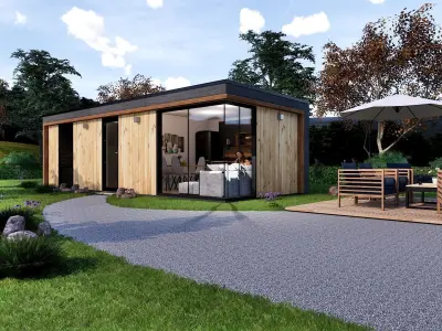 modern mobile home tiny house vacation house on 32m2 ZARA 32 Low-poly 3D model