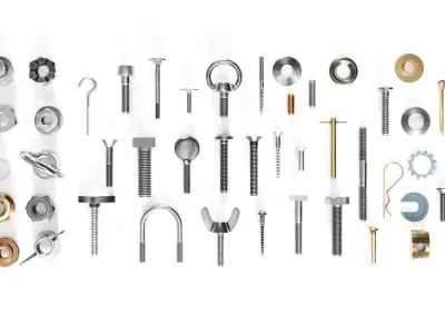 Large collection of fasteners 3D model
