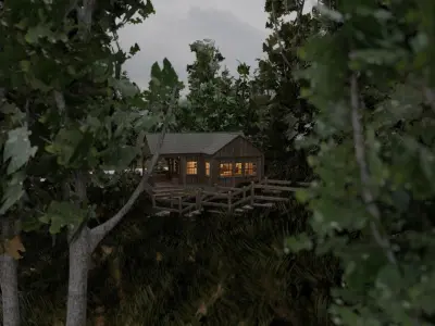 Cabin in the woods Low-poly 3D model