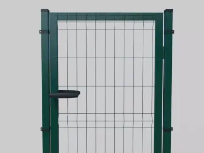 Metal Green Fence Door 3D model 3D model