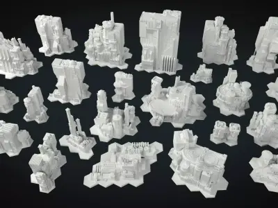 PERSONAL LICENSE 6mm SciFi Cityscape Terrain 3D print model