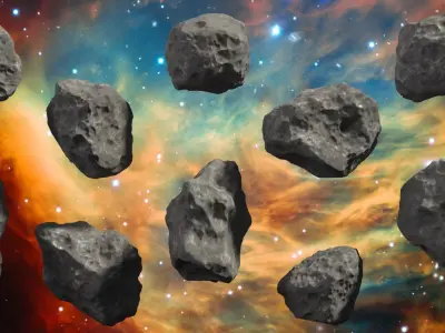 Asteroids - Set of 10 unique variations Low-poly 3D model