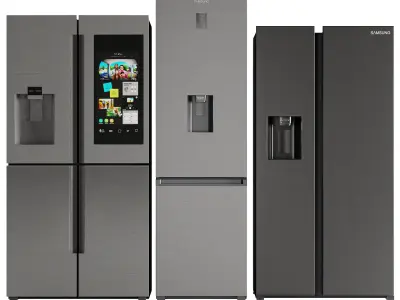 Samsung Triple Refrigerator Low-poly 3D model