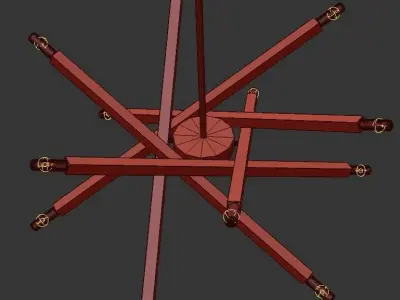 Viper modern pendant light with six metal rods hanging from c... 3D model