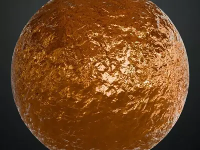 Wrinkled Copper Metallic Foil Texture PBR Seamless Texture
