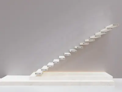 Stairs Set 04 - Stairs with 4 diferent designs Low-poly 3D model