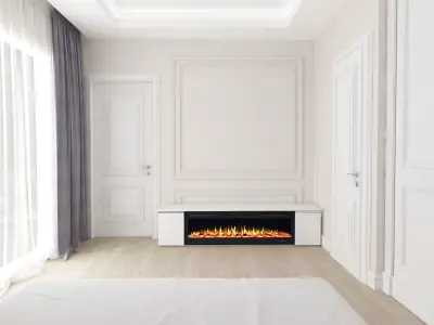 bedroom with walls and wooden floors 3D model