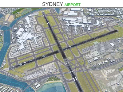 Sydney Airport 10km Low-poly 3D model
