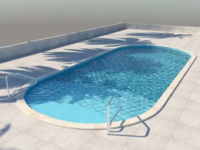 garden pool Low-poly 3D model