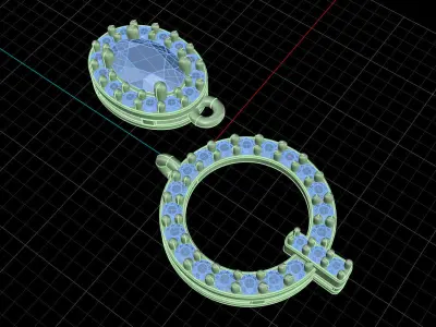 Yellow gold diamond earring-PER-013 DIA 3D print model