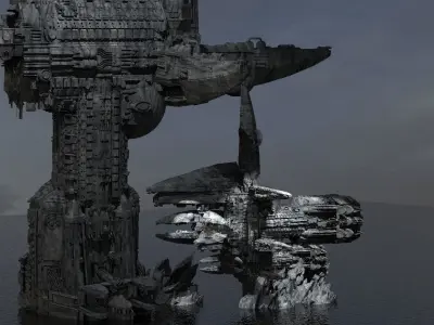 Alien Ocean Relay Station Tower 3 Kitbash  3D model