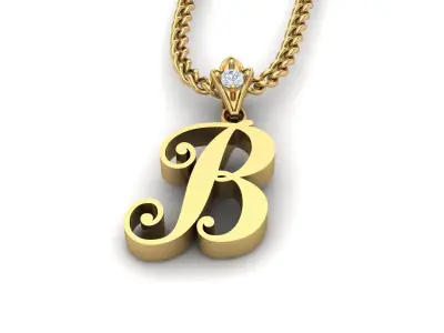 Light Gold Fancy Font Pendant B 3D print model