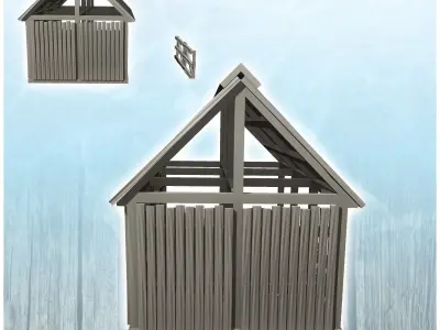 Set of two barns for farm animals and pigs 27 - Cowboy USA Ameri 3D print model