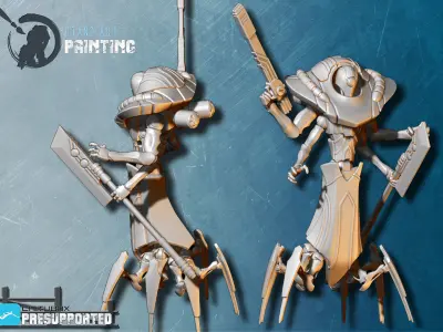 Automatron woman holding sword 3D model