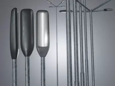 Street Light 3 Galvanized F4 M1 K0 10000 mm Low-poly 3D model