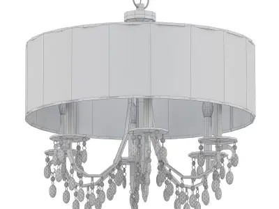 Hampton 5 chandelier with crystals and shade 3D model