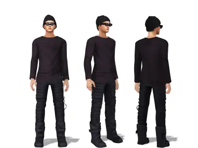 Men Rebel Dystopian Full Outfit Low-poly 3D model