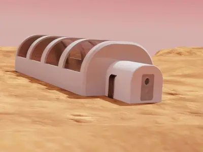 Martian base-farm Low-poly 3D model