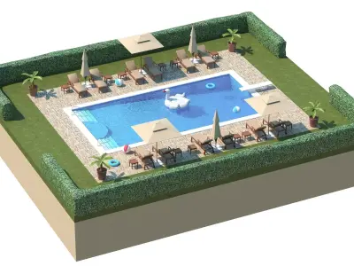 Low Poly Swimming Pool Low-poly 3D model