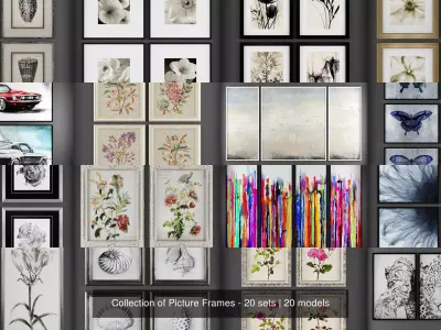 Collection of Picture Frames - 20 sets 3D Model Pack shop
