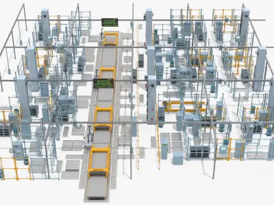  Idle Automotive Assembly Line Structure Without Robots 