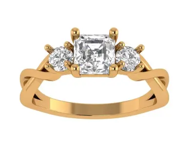Cushion Solitaire Ring 3D print model get