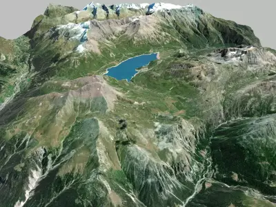  Lake Mont Cenis France and mountain landscape  3D model